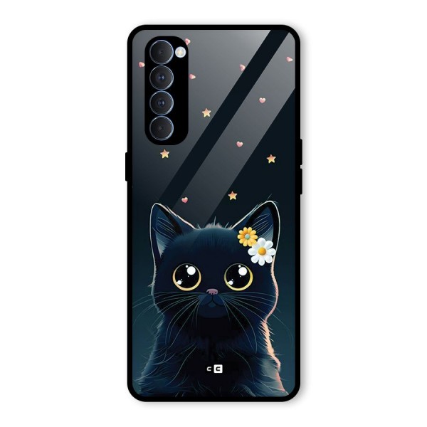 Cat With Flowers Glass Back Case for Oppo Reno4 Pro