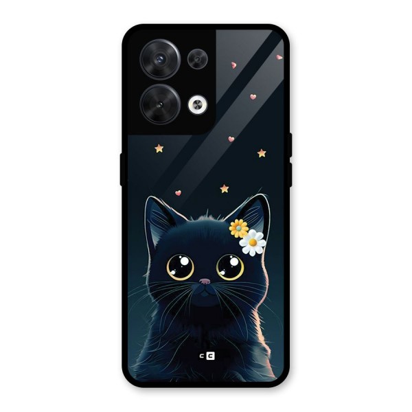 Cat With Flowers Glass Back Case for Oppo Reno8 5G