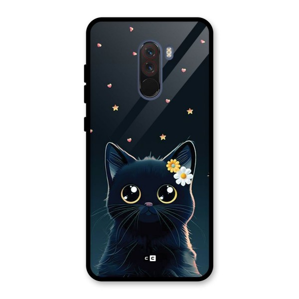 Cat With Flowers Glass Back Case for Poco F1