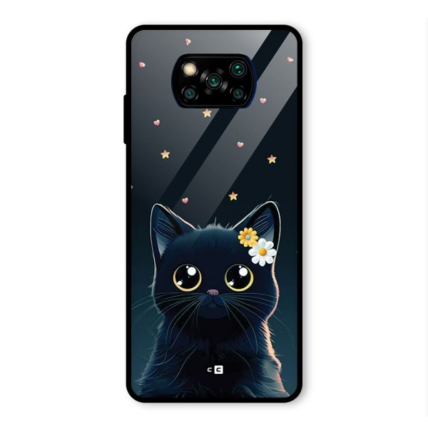 Cat With Flowers Glass Back Case for Poco X3 Pro