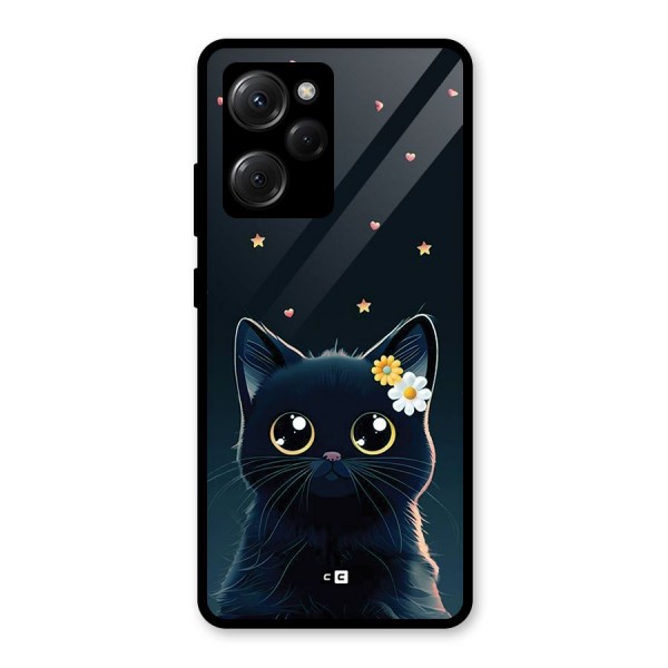 Cat With Flowers Glass Back Case for Poco X5 Pro