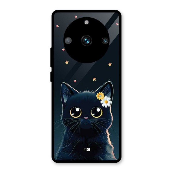 Cat With Flowers Glass Back Case for Realme 11 Pro