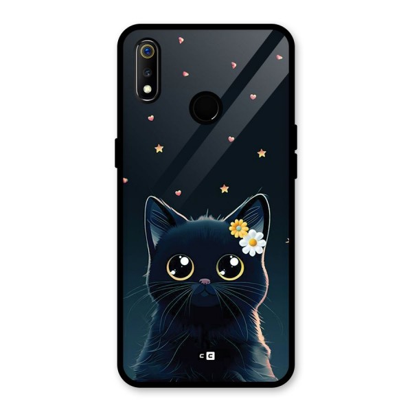 Cat With Flowers Glass Back Case for Realme 3