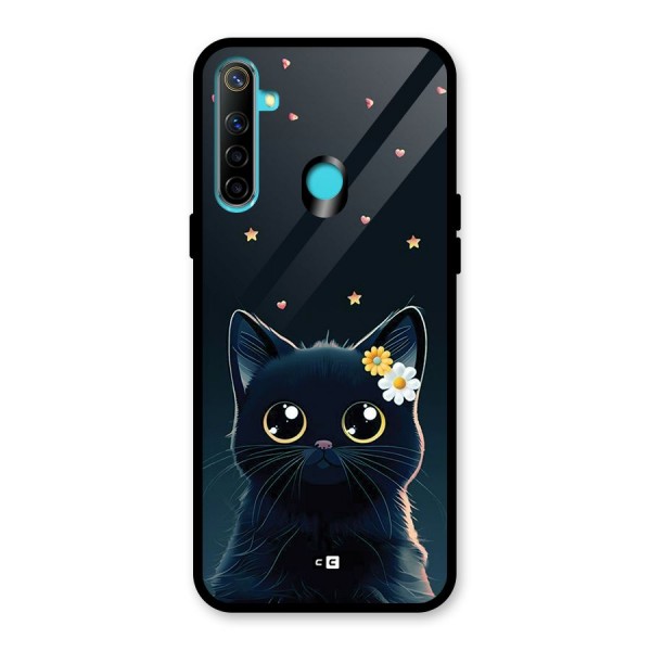 Cat With Flowers Glass Back Case for Realme 5