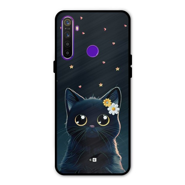 Cat With Flowers Glass Back Case for Realme 5s