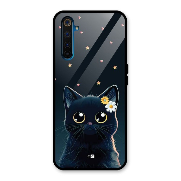 Cat With Flowers Glass Back Case for Realme 6 Pro