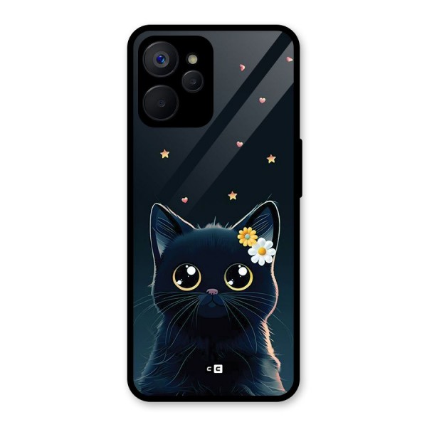Cat With Flowers Glass Back Case for Realme 9i 5G