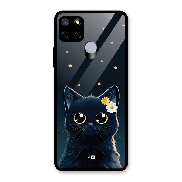 Cat With Flowers Glass Back Case for Realme C15