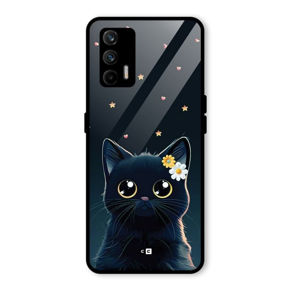 Cat With Flowers Glass Back Case for Realme GT 5G