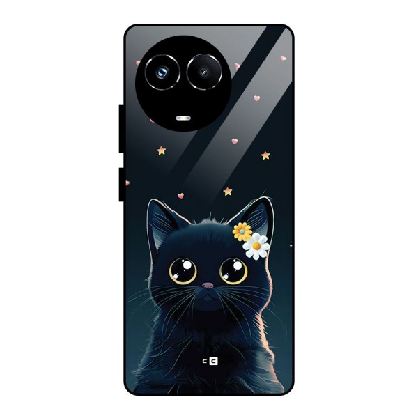 Cat With Flowers Glass Back Case for Realme Narzo 60X