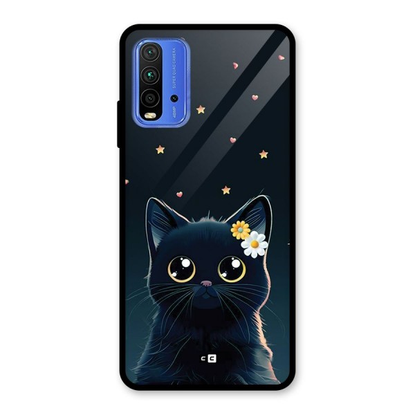 Cat With Flowers Glass Back Case for Redmi 9 Power