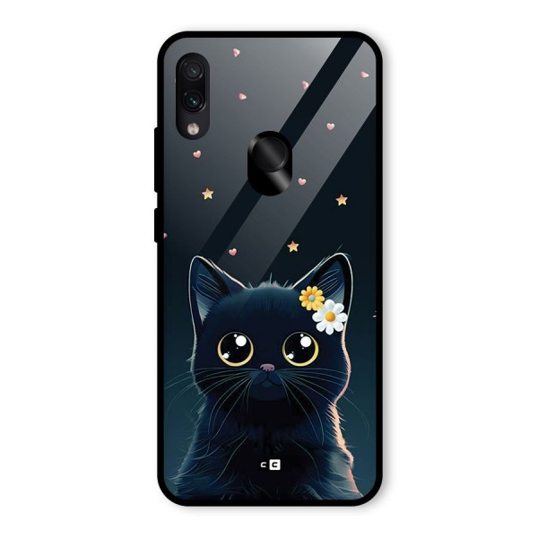 Cat With Flowers Glass Back Case for Redmi Note 7