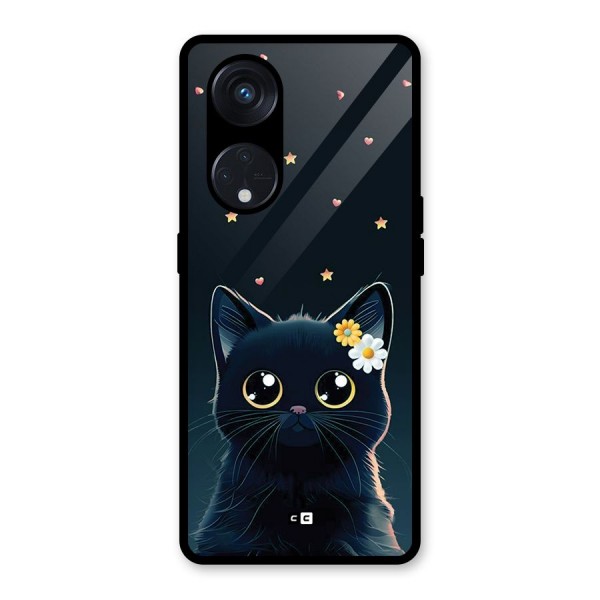 Cat With Flowers Glass Back Case for Reno8 T 5G