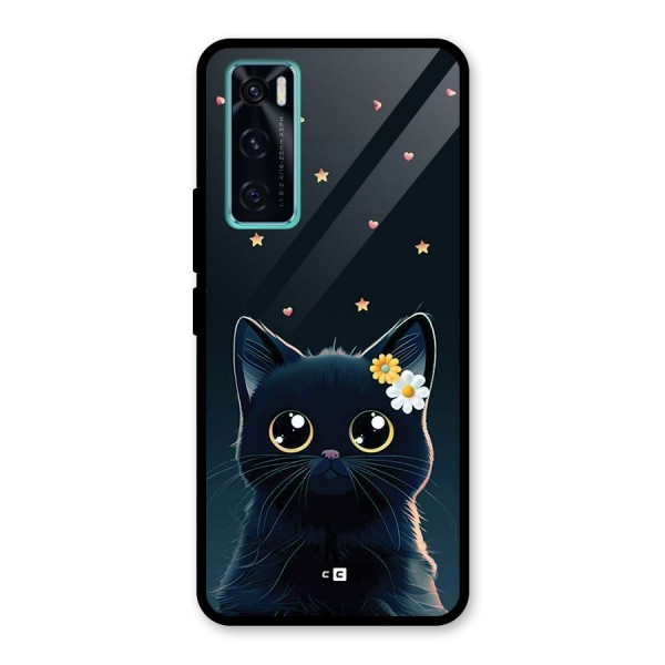 Cat With Flowers Glass Back Case for Vivo V20 SE