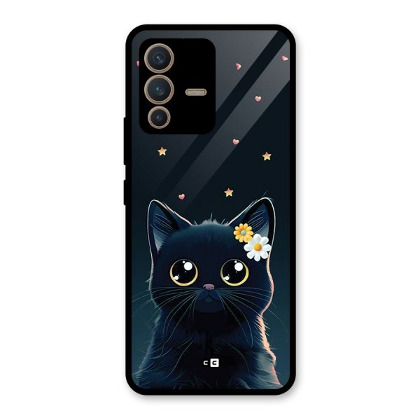 Cat With Flowers Glass Back Case for Vivo V23 5G