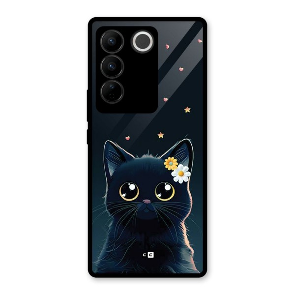 Cat With Flowers Glass Back Case for Vivo V27