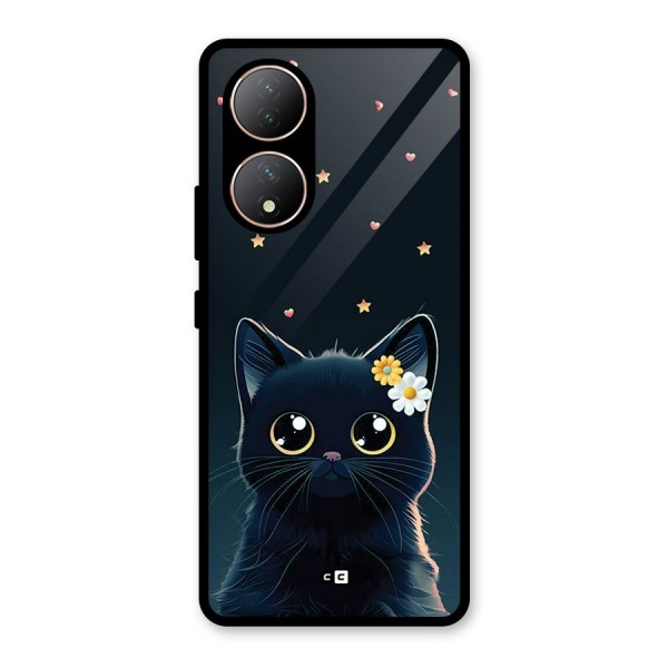 Cat With Flowers Glass Back Case for Vivo Y100