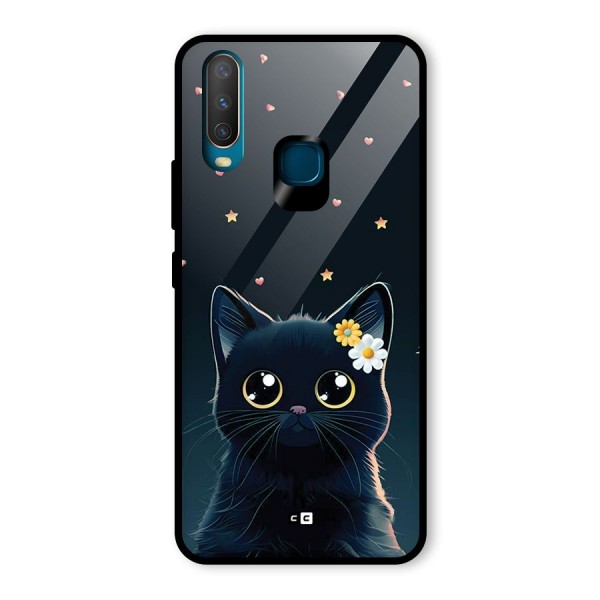 Cat With Flowers Glass Back Case for Vivo Y12