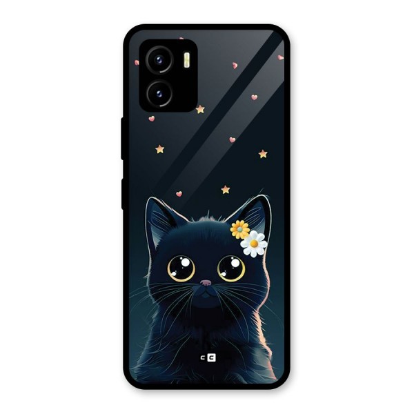 Cat With Flowers Glass Back Case for Vivo Y15s