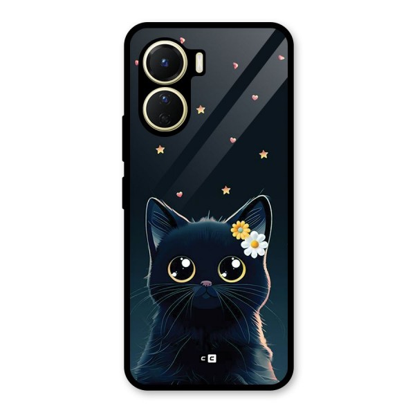 Cat With Flowers Glass Back Case for Vivo Y16