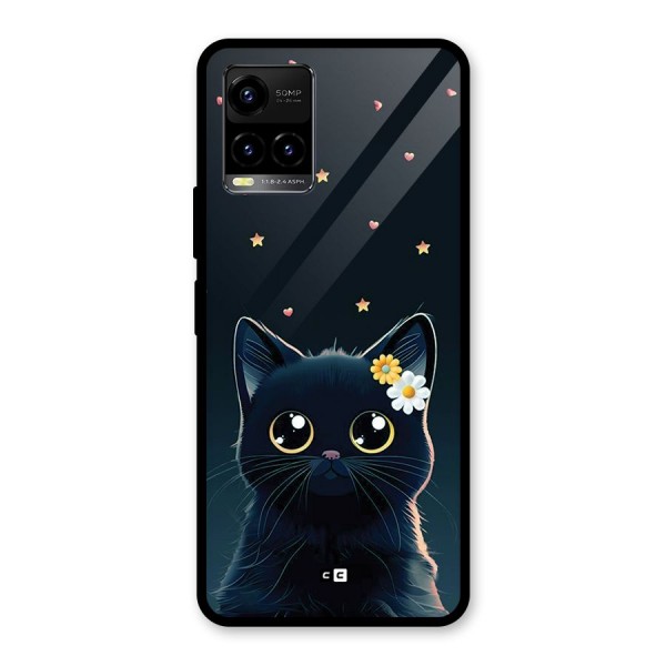 Cat With Flowers Glass Back Case for Vivo Y21A