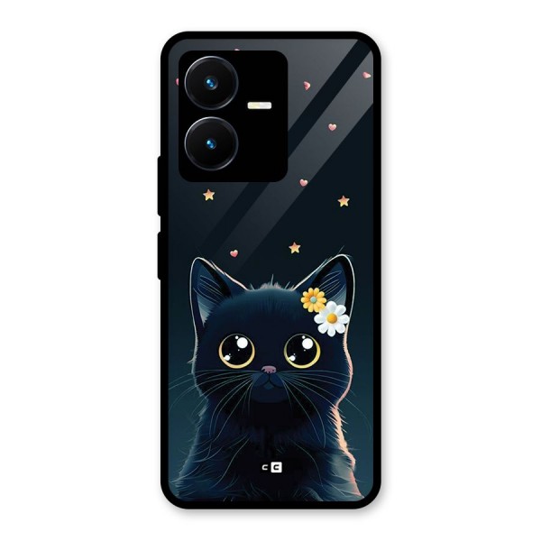 Cat With Flowers Glass Back Case for Vivo Y22