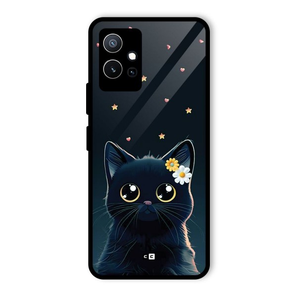 Cat With Flowers Glass Back Case for Vivo Y75 5G