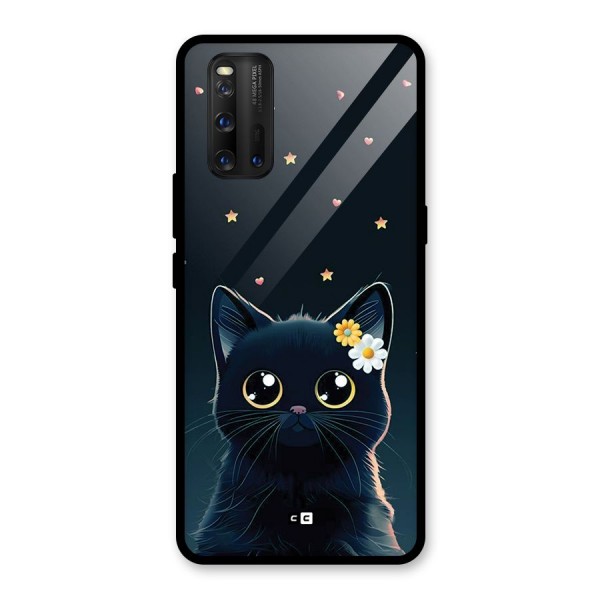 Cat With Flowers Glass Back Case for Vivo iQOO 3