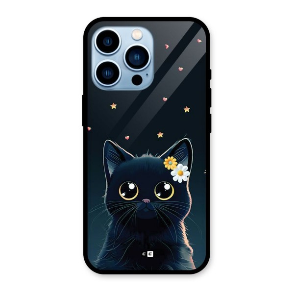 Cat With Flowers Glass Back Case for iPhone 13 Pro