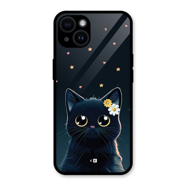 Cat With Flowers Glass Back Case for iPhone 14