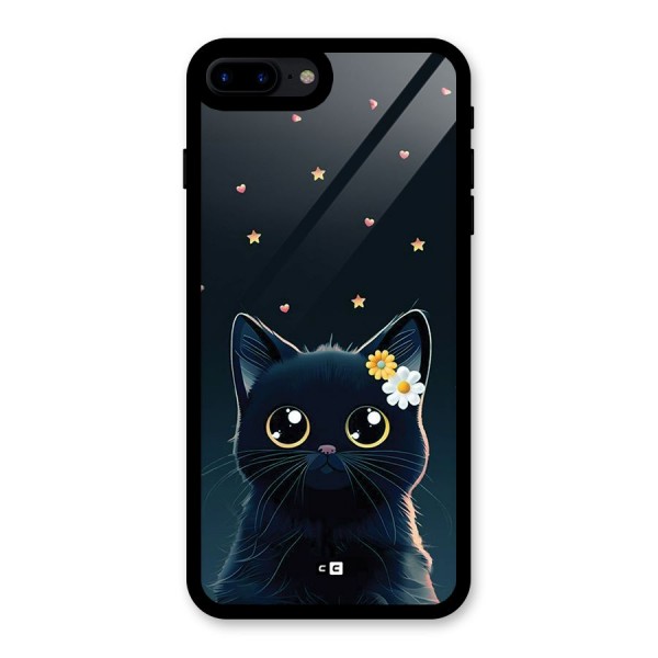 Cat With Flowers Glass Back Case for iPhone 7 Plus