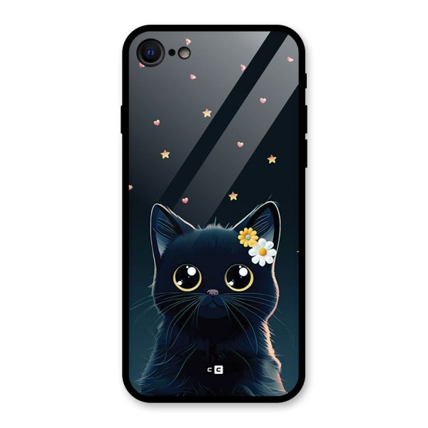 Cat With Flowers Glass Back Case for iPhone SE 2020