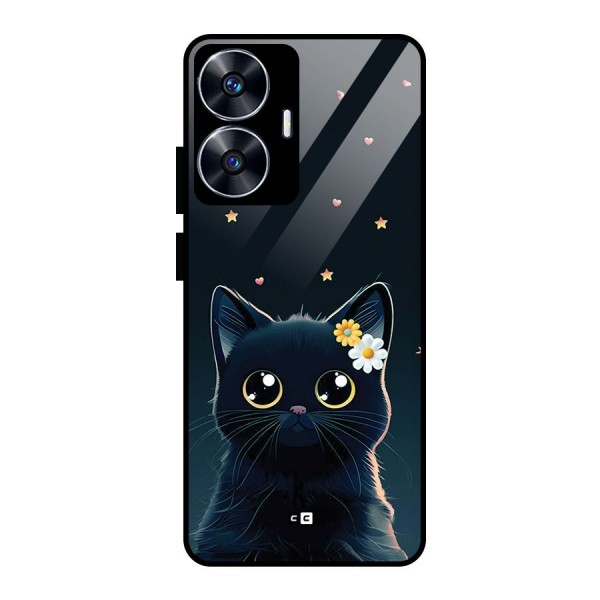 Cat With Flowers Glass Back Case for realme C55