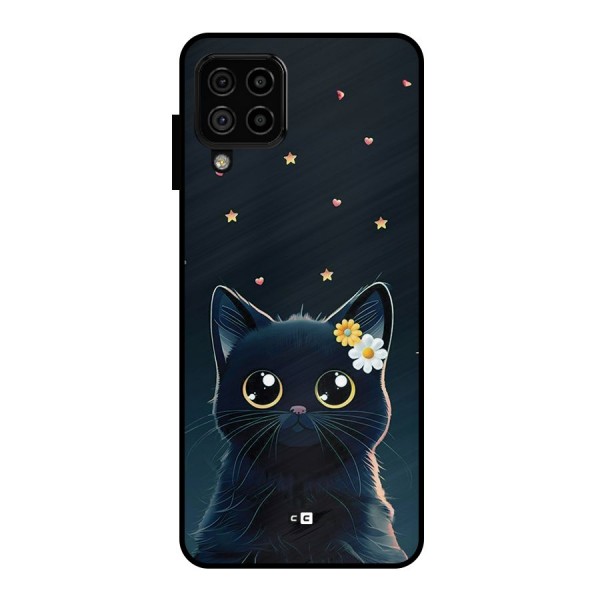 Cat With Flowers Metal Back Case for Galaxy A22 4G