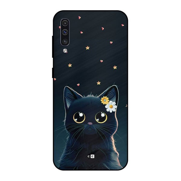 Cat With Flowers Metal Back Case for Galaxy A50s