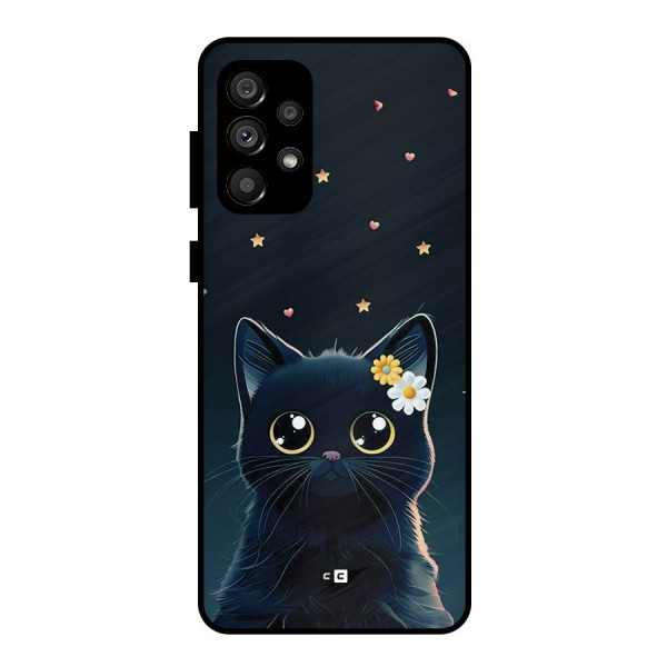 Cat With Flowers Metal Back Case for Galaxy A73 5G