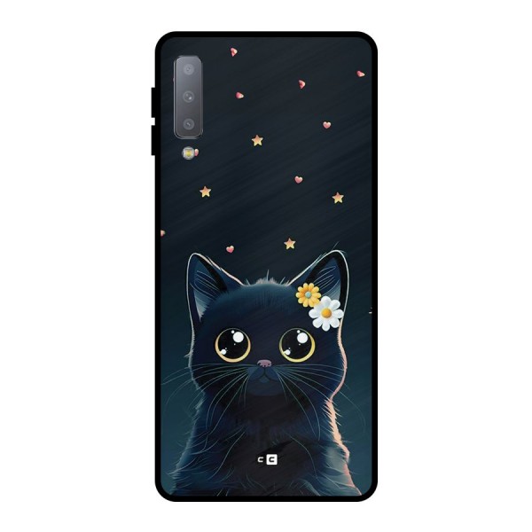 Cat With Flowers Metal Back Case for Galaxy A7 (2018)