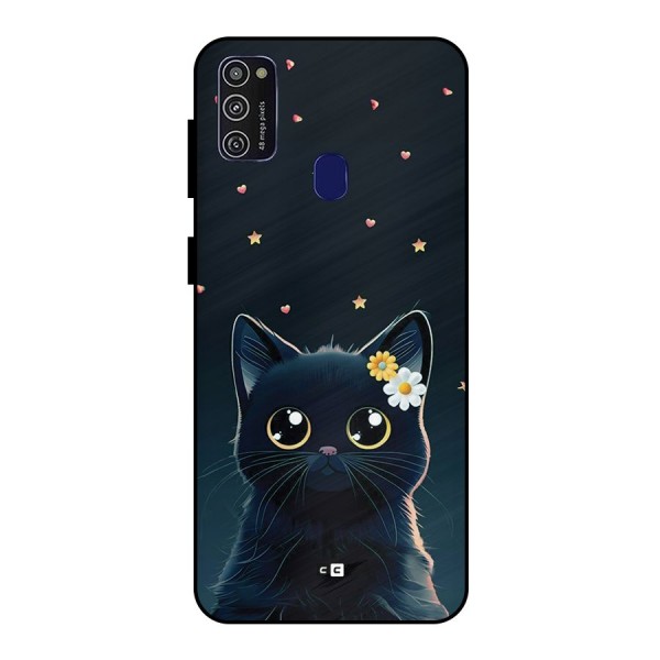 Cat With Flowers Metal Back Case for Galaxy M21