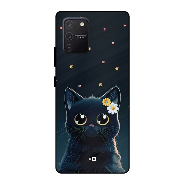 Cat With Flowers Metal Back Case for Galaxy S10 Lite