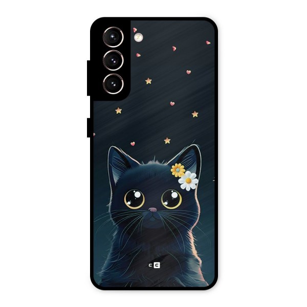 Cat With Flowers Metal Back Case for Galaxy S21 5G
