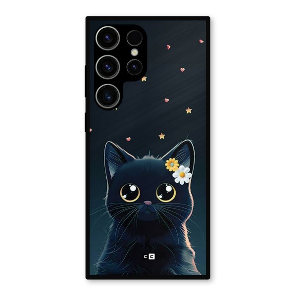 Cat With Flowers Metal Back Case for Galaxy S23 Ultra