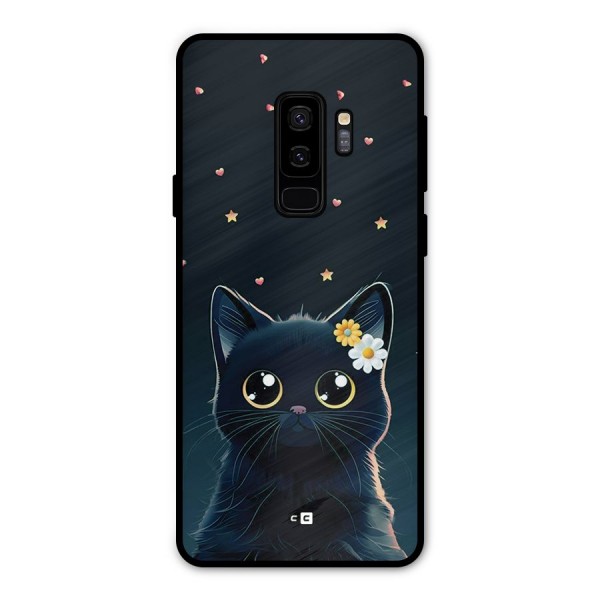 Cat With Flowers Metal Back Case for Galaxy S9 Plus