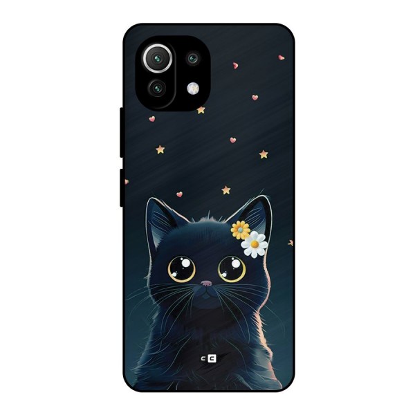 Cat With Flowers Metal Back Case for Mi 11 Lite