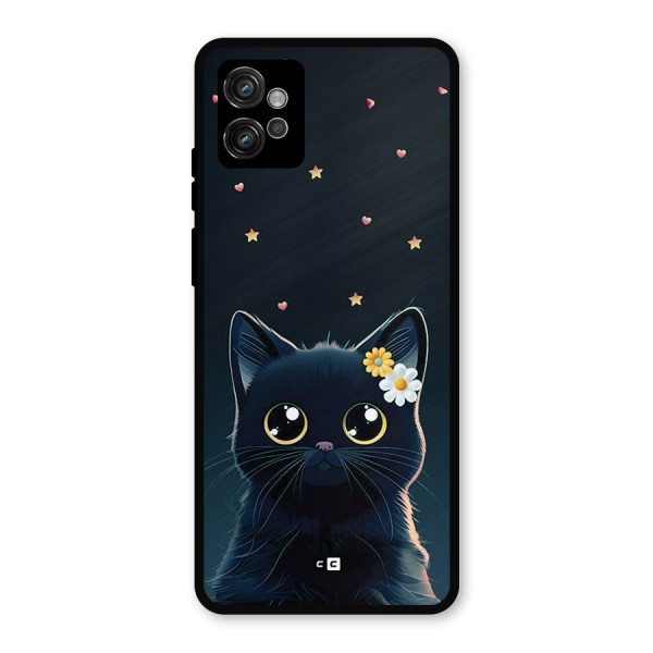 Cat With Flowers Metal Back Case for Moto G32