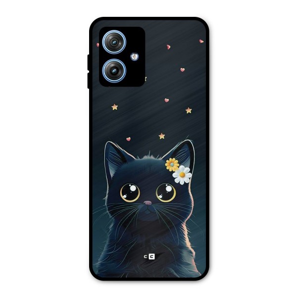 Cat With Flowers Metal Back Case for Moto G54