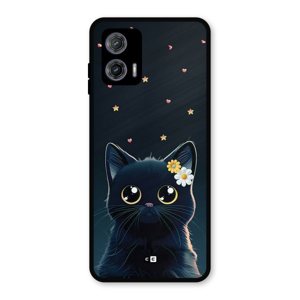 Cat With Flowers Metal Back Case for Moto G73