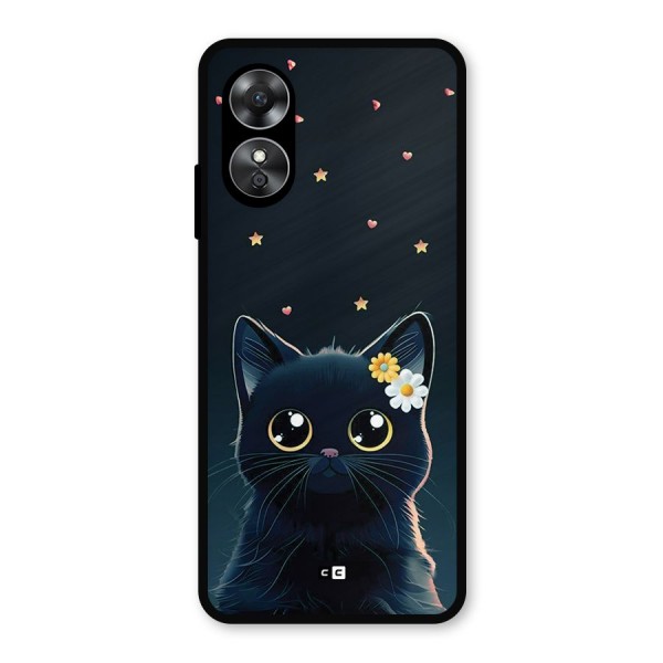 Cat With Flowers Metal Back Case for Oppo A17