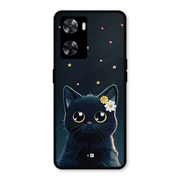 Cat With Flowers Metal Back Case for Oppo A57 2022