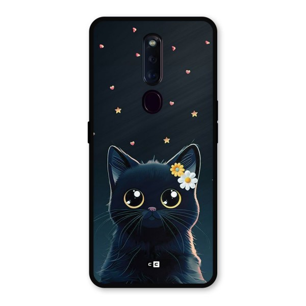 Cat With Flowers Metal Back Case for Oppo F11 Pro