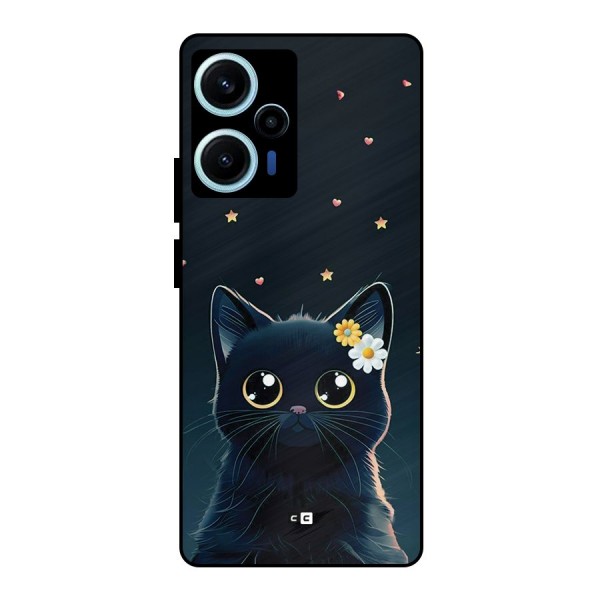 Cat With Flowers Metal Back Case for Poco F5